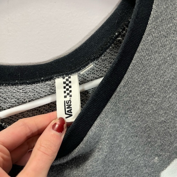 Vans Women’s Grey Black Fangs Rawr Graphic Design Pullover Sweatshirt - Picture 11 of 11